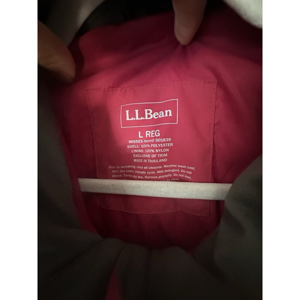 L. L. Bean Women’s Sz L Durable Water-Resistant Full Zip Hooded Burgundy Jacket - Picture 3 of 9